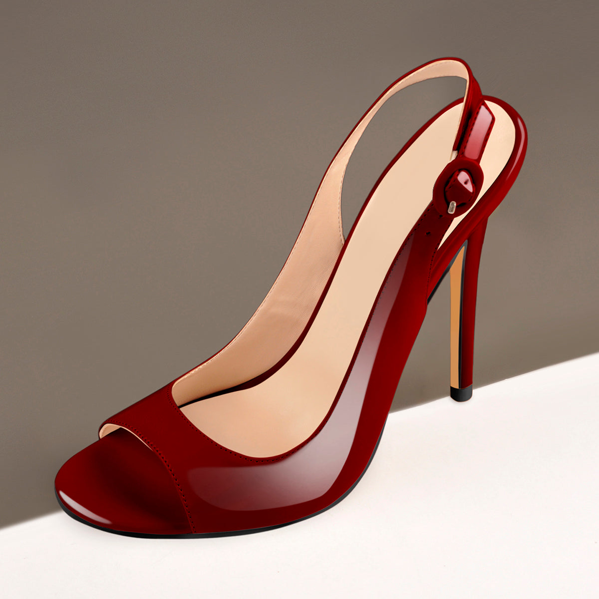 Burgundy Gradient Open Toe High Heels Slingback Sandals - Onlymaker Special Offer