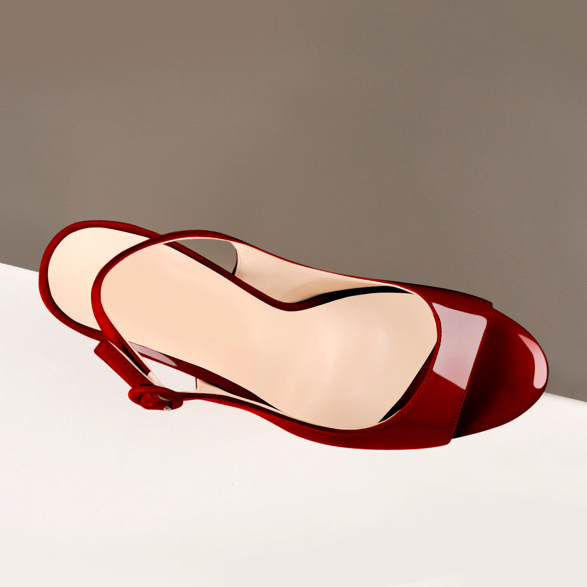 Burgundy Gradient Open Toe High Heels Slingback Sandals - Onlymaker Special Offer