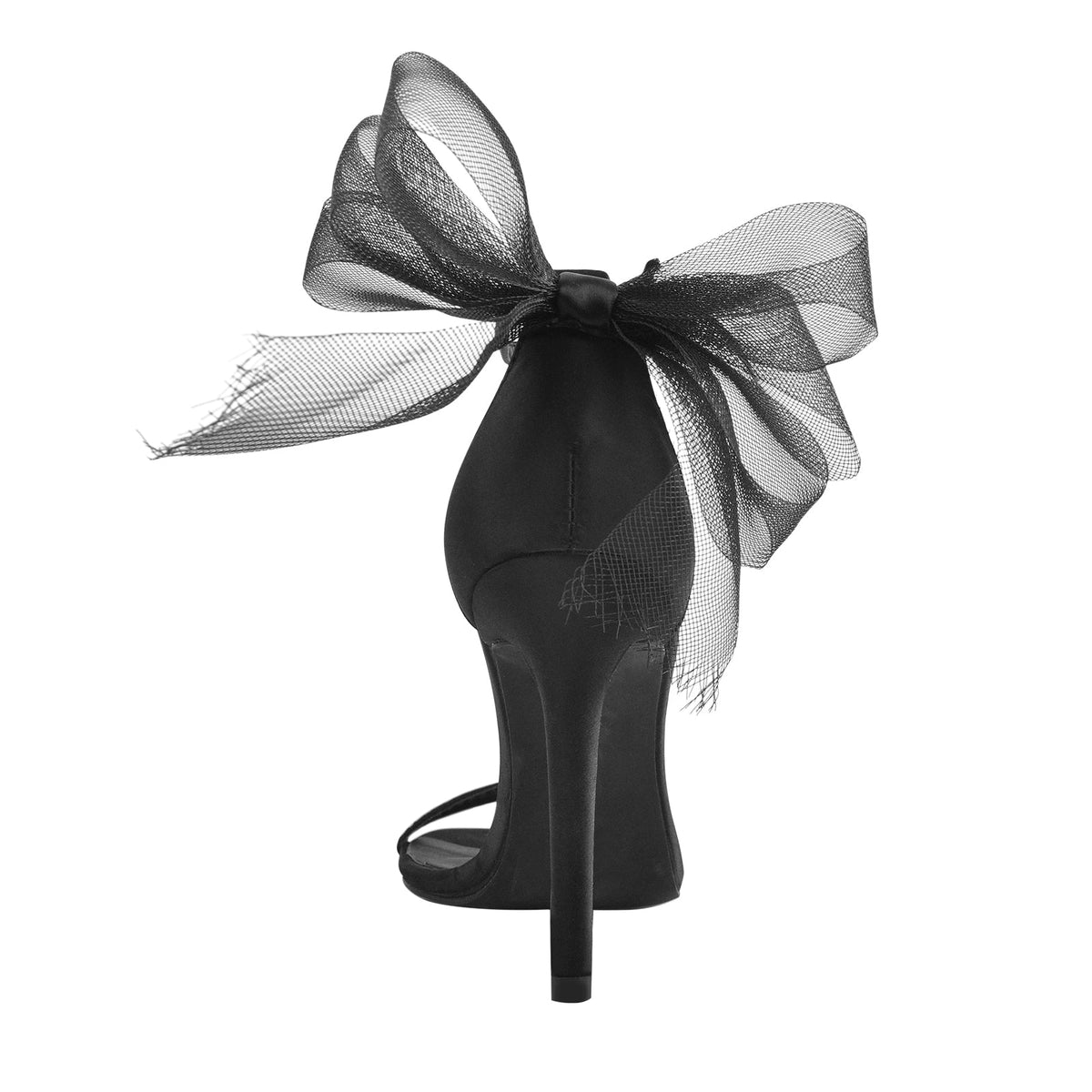 Single Band Ankle Strap Mesh Bow Stiletto Sandals - Onlymaker Quality