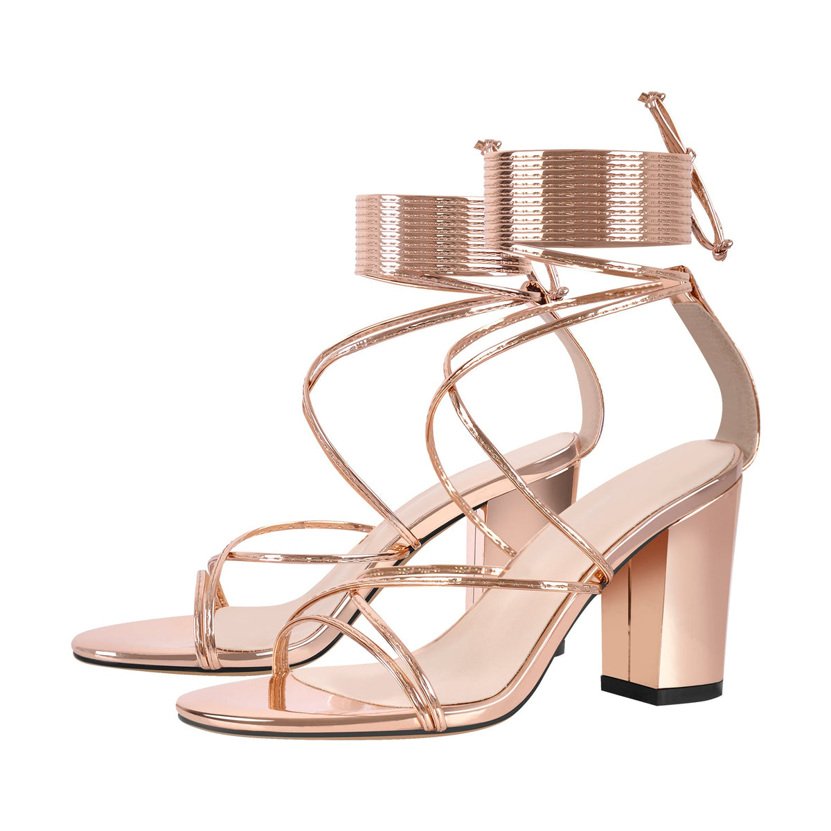 Open Toe Lace-up Chunky Sandals - Onlymaker Exclusive