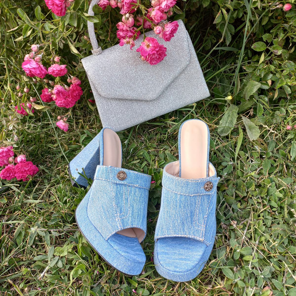 Denim Round Toe Platform Chunky Heel Sandals - Onlymaker Discount