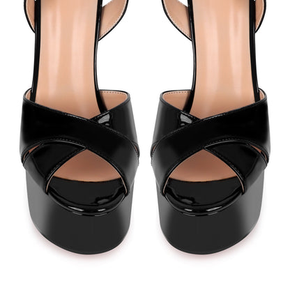 Black Platform Chunky Heel Ankle Strap Sandals - Onlymaker Everyday