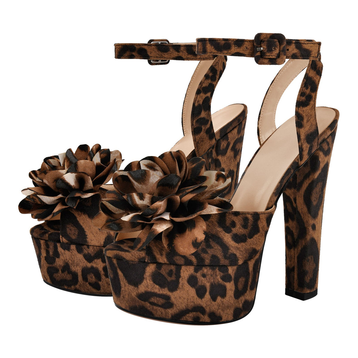 Leopard Platform Flower Ankle Strap Sandals - Onlymaker Classic