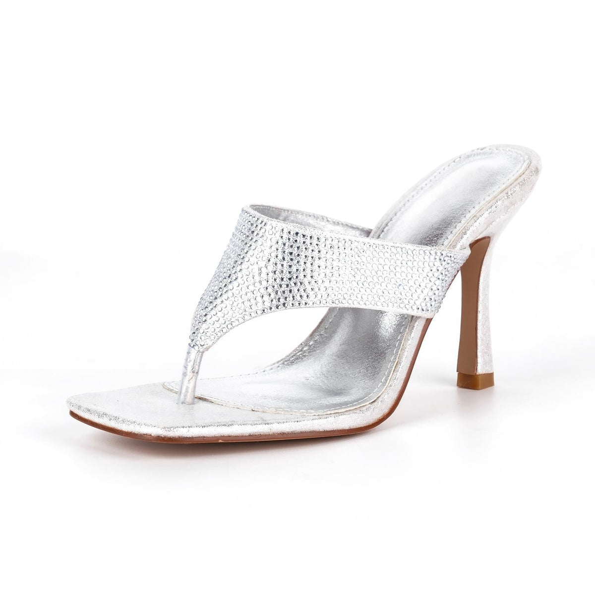 Square Toe Rhinestone Flip Flops Sandals - Onlymaker Signature