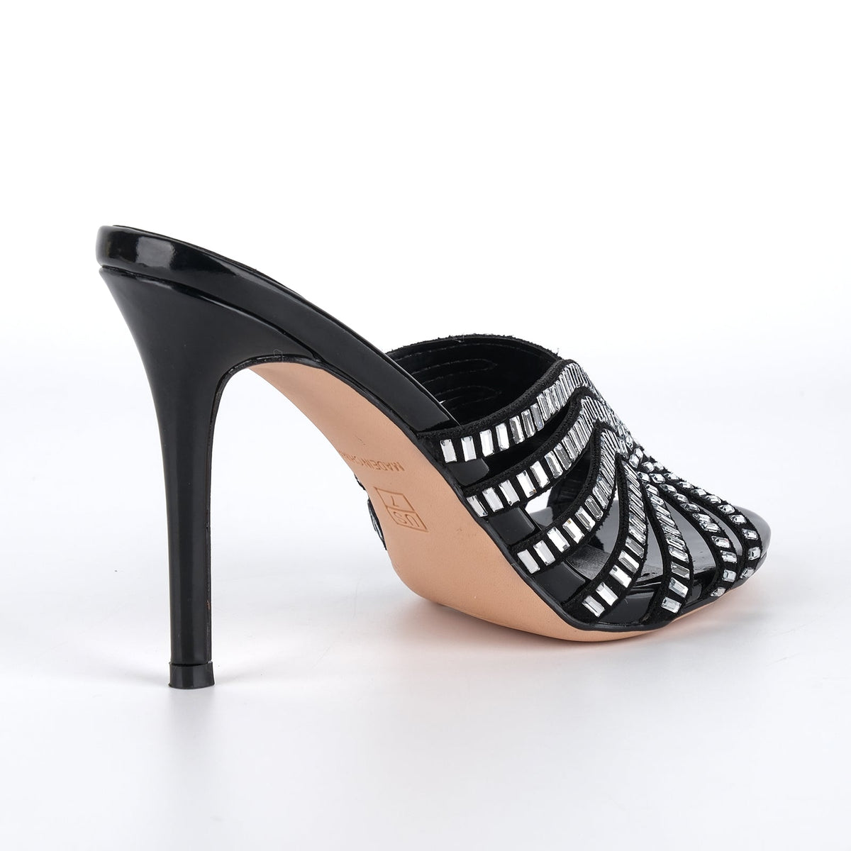 Round Toe Rhinestone Stiletto Mules - Onlymaker Discount
