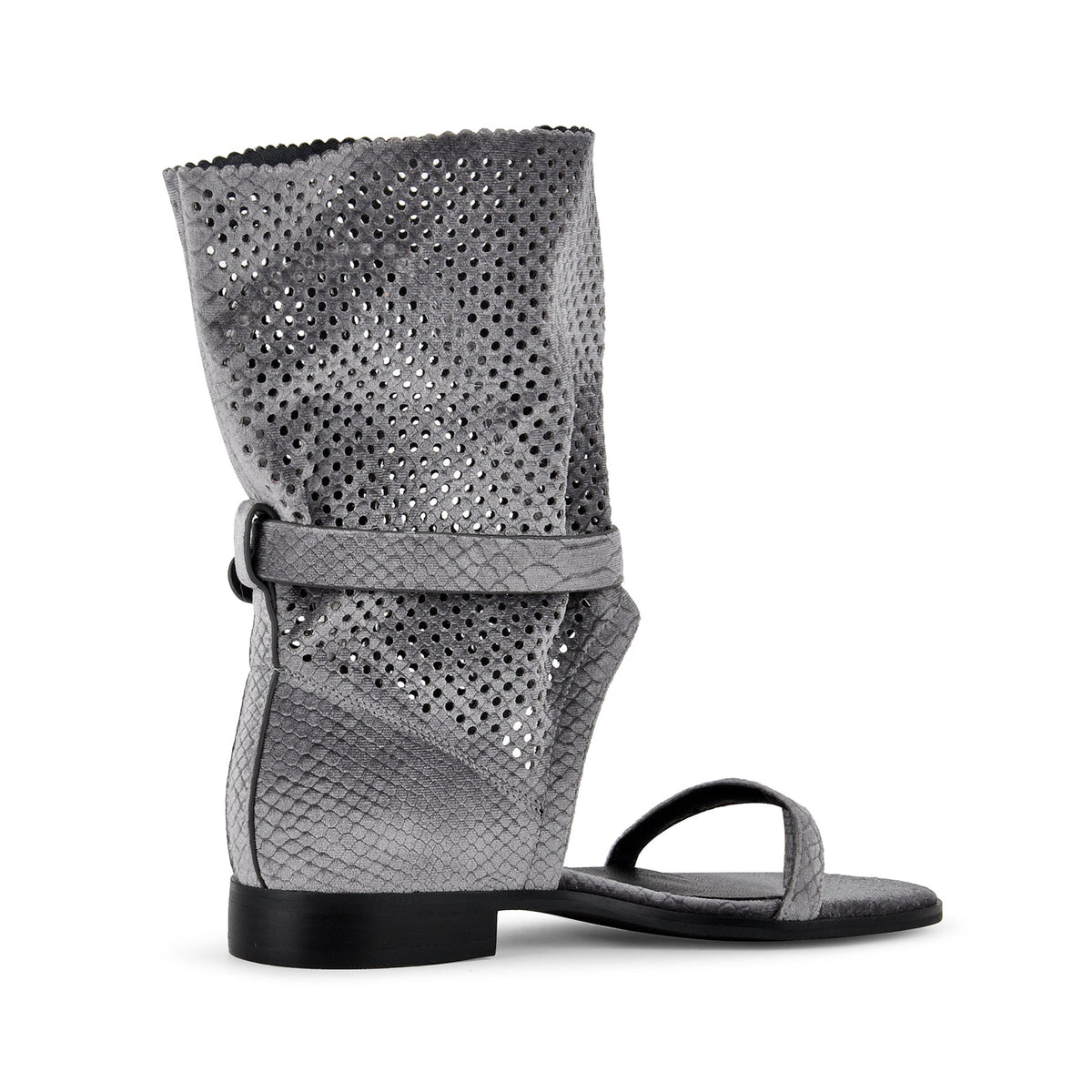 Flip-Flop Buckle Cutout Flat Bootie Sandals - Onlymaker Great Value