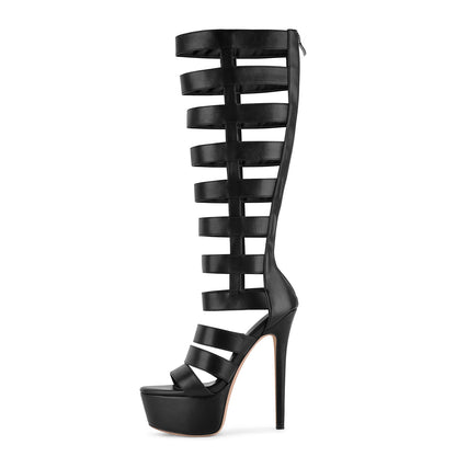 Platform Gladiator Cutout Zipper Boots Sandals - Onlymaker Smart Buy