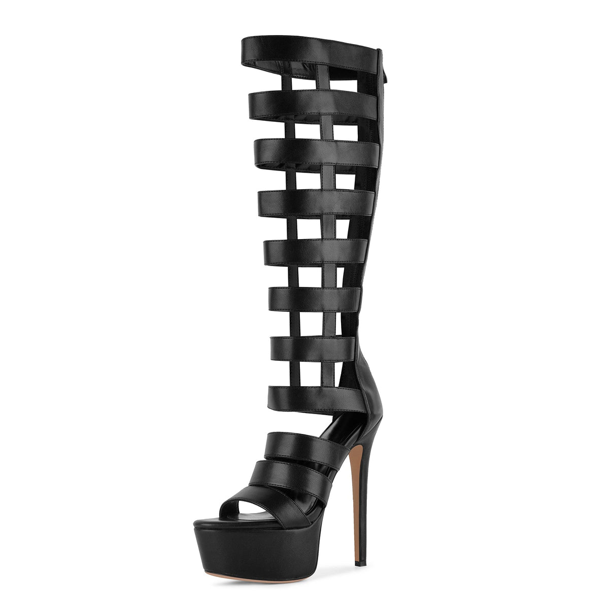 Platform Gladiator Cutout Zipper Boots Sandals - Onlymaker Smart Buy