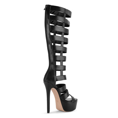 Platform Gladiator Cutout Zipper Boots Sandals - Onlymaker Smart Buy