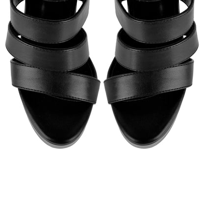 Platform Gladiator Cutout Zipper Boots Sandals - Onlymaker Smart Buy