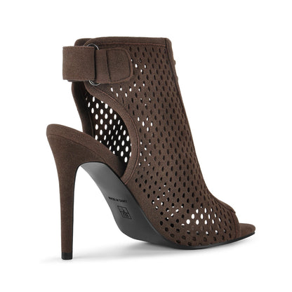 Suede Open Toe Perforated Slingback Bootie Sandals - Onlymaker Hot Sale