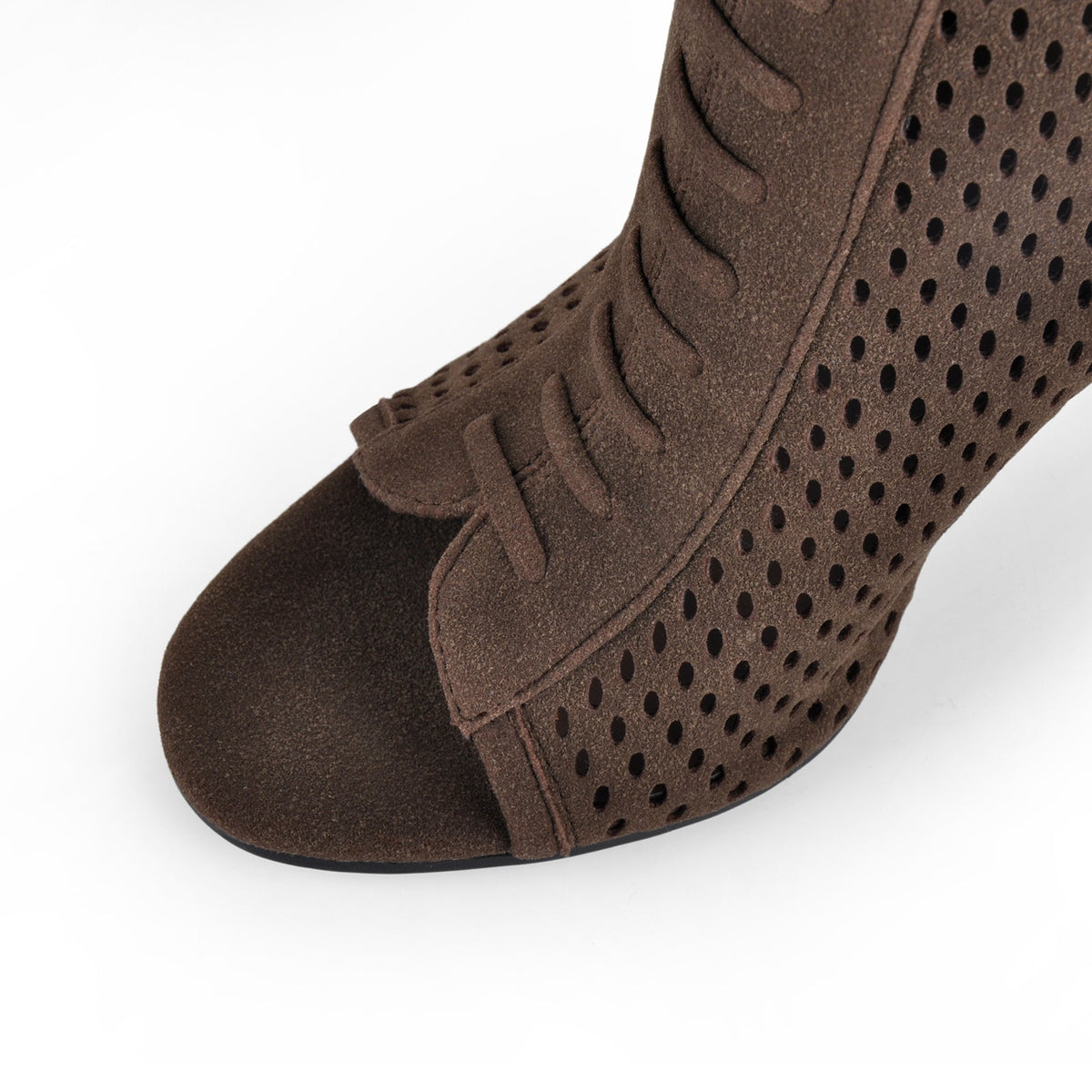 Suede Open Toe Perforated Slingback Bootie Sandals - Onlymaker Hot Sale