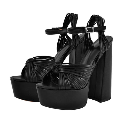 Platform Buckle Strap Chunky Heel Sandals - Onlymaker Value