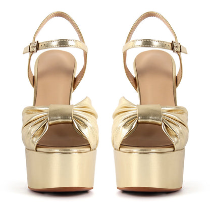 Platform Bowknot Buckle Strap Chunky Heel Sandals - Onlymaker Quality