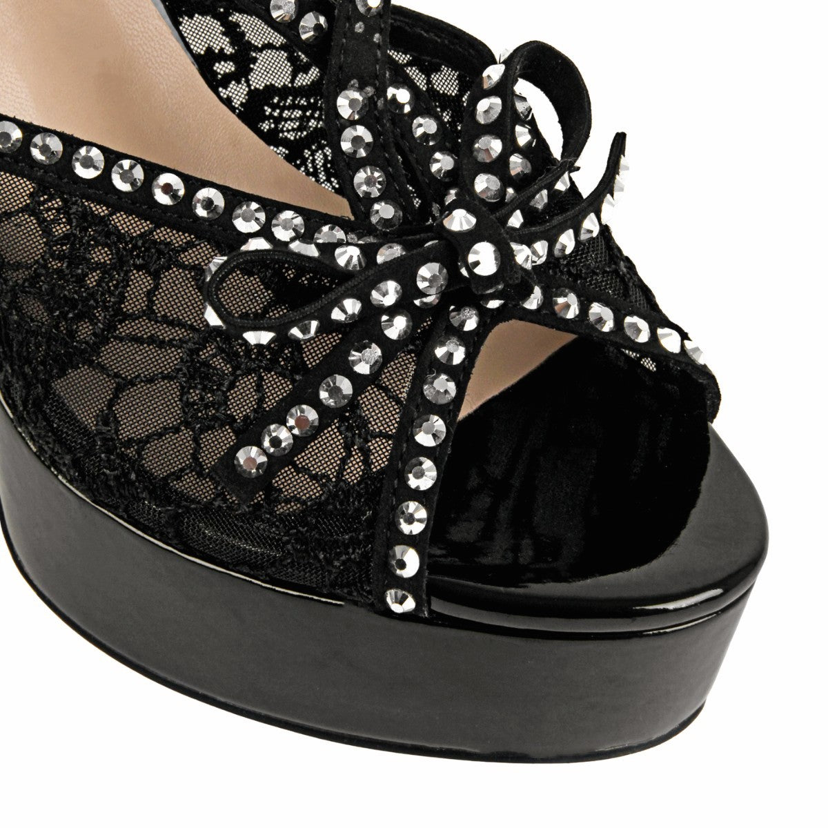 Platform Lace Mesh Rivet Strap Slingback Sandals - Onlymaker Classic