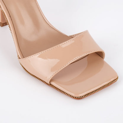 Square Toe Zipper Edge Trim Ankle Strap Sandals - Onlymaker Hot Sale