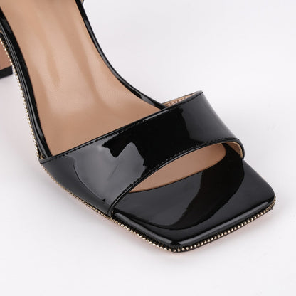 Square Toe Zipper Edge Trim Ankle Strap Sandals - Onlymaker Hot Sale