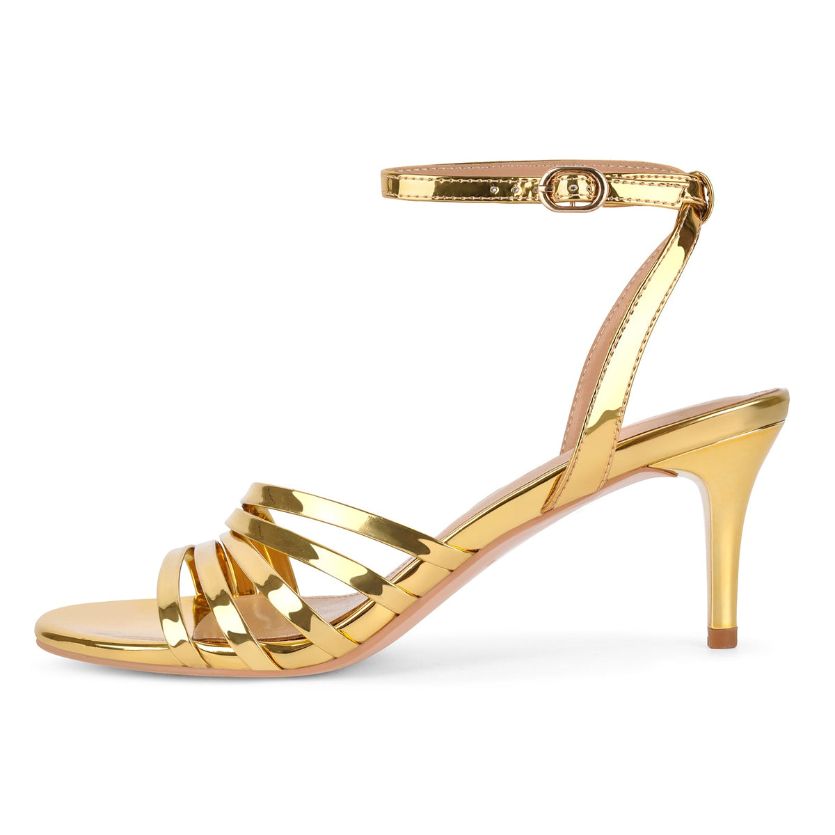 Round Toe Ankle Strap Patent Sandals - Onlymaker Everyday