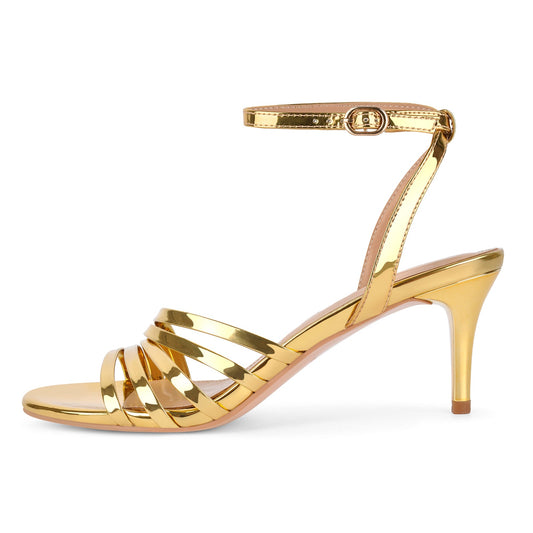 Round Toe Ankle Strap Patent Sandals - Onlymaker Everyday