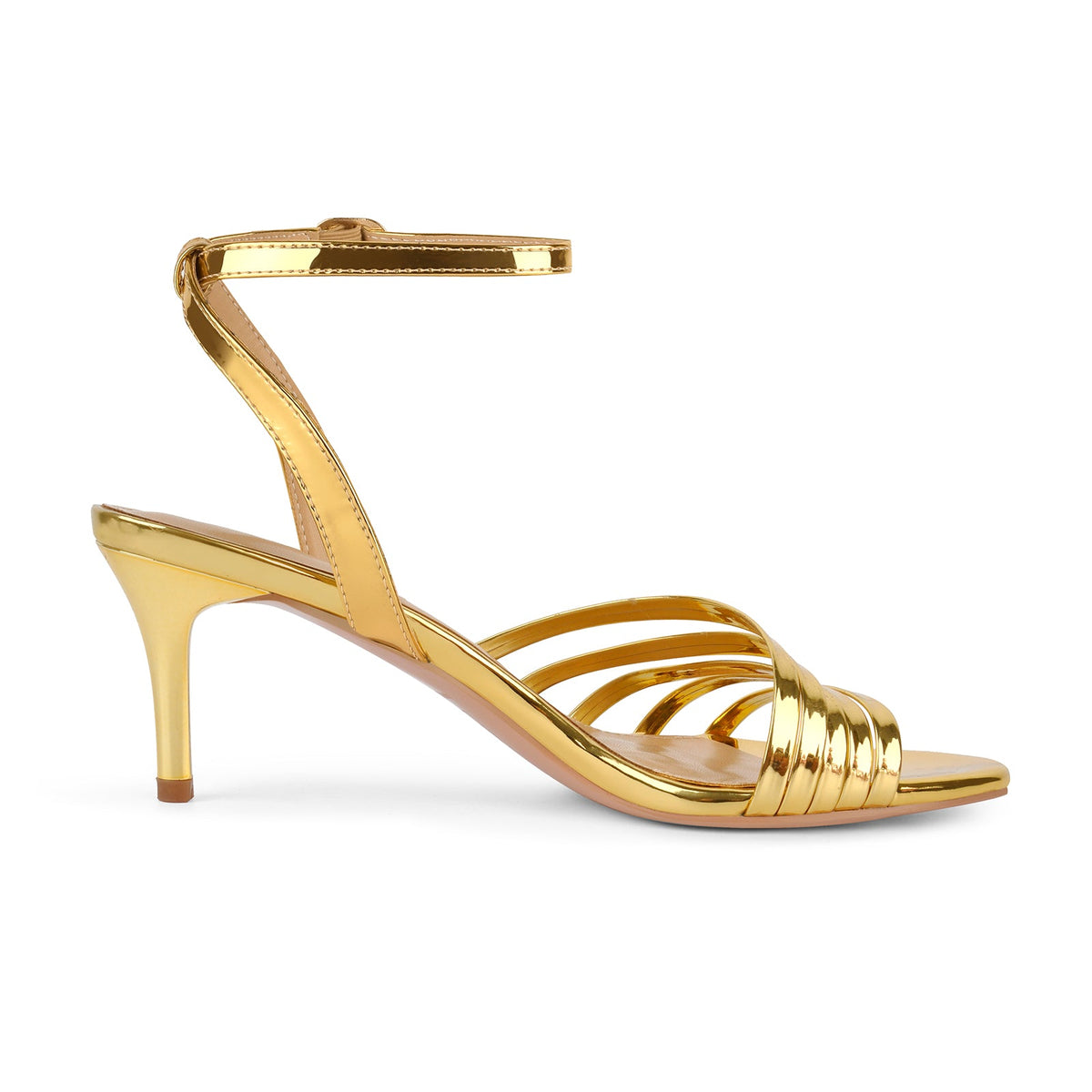 Round Toe Ankle Strap Patent Sandals - Onlymaker Everyday
