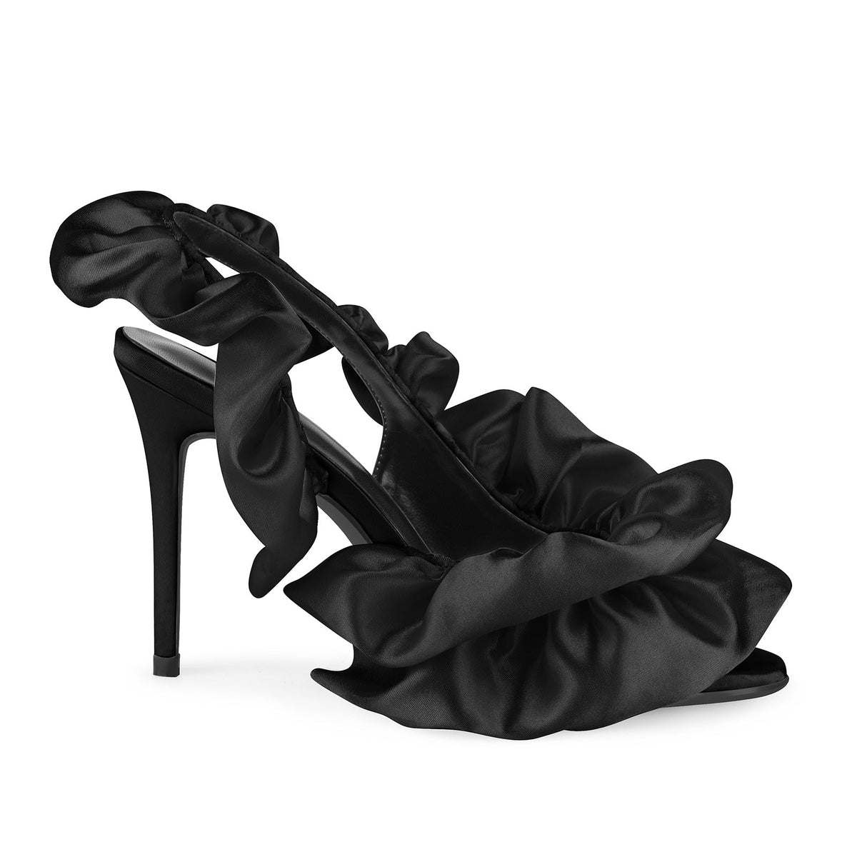 Round Toe Satin Slingback Sandals - Onlymaker Essential