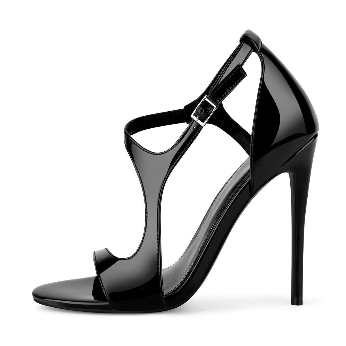 Round Toe Buckle Strap Patent Sandals - Onlymaker Classic