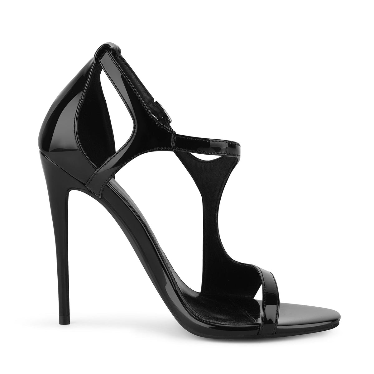 Round Toe Buckle Strap Patent Sandals - Onlymaker Classic