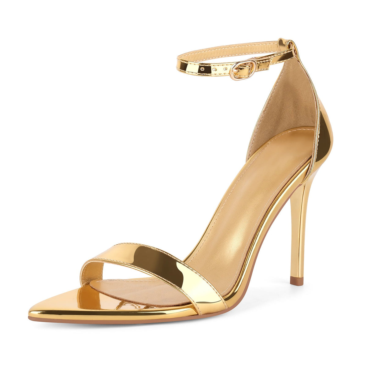 Pointed Toe Ankle Strap Patent Sandals - Onlymaker Hot Sale