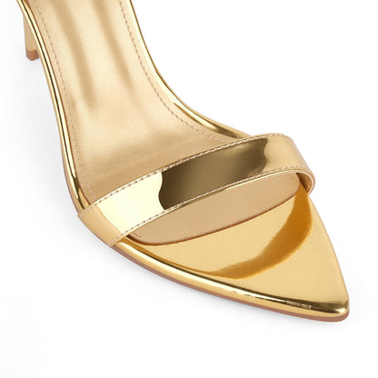 Pointed Toe Ankle Strap Patent Sandals - Onlymaker Hot Sale