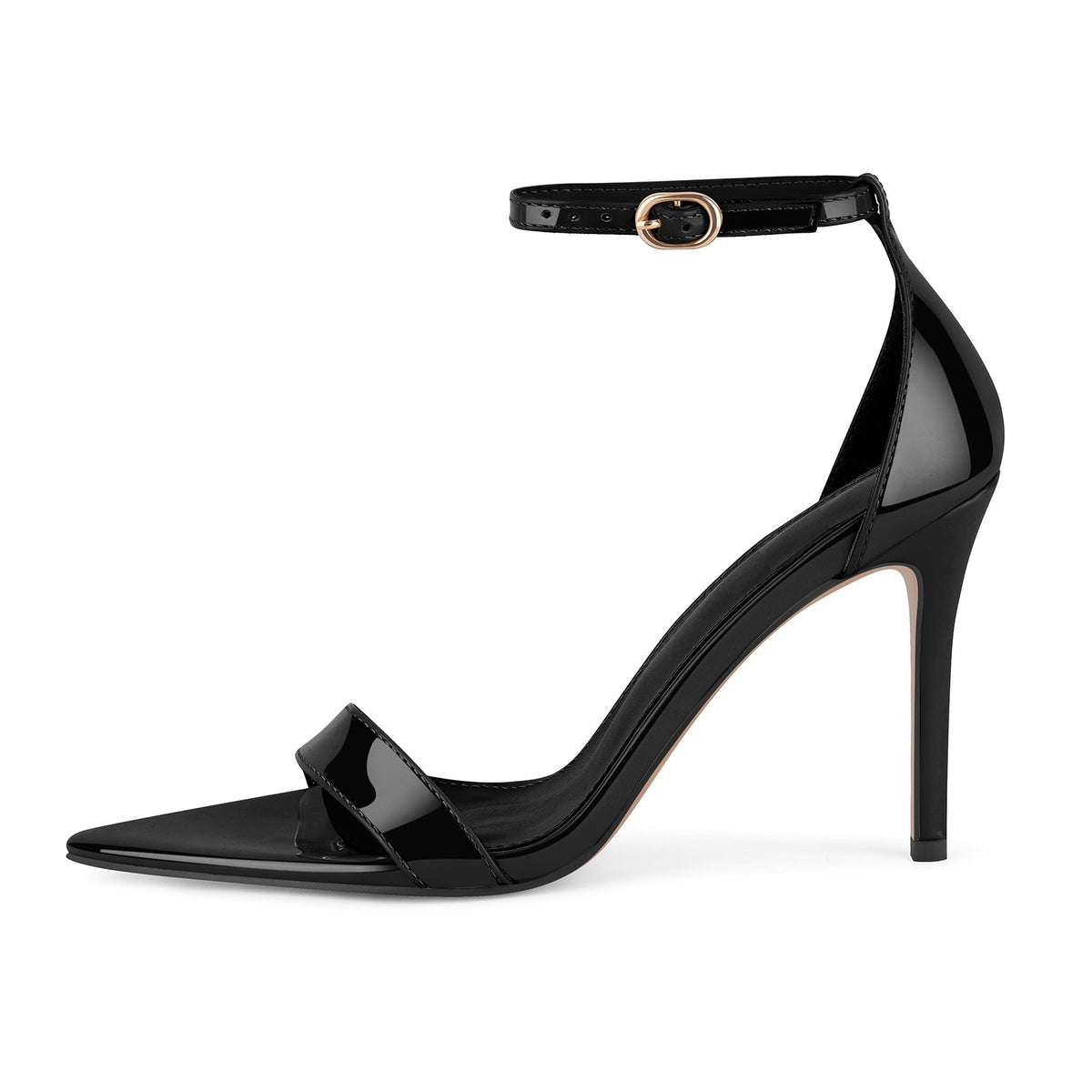 Pointed Toe Ankle Strap Patent Sandals - Onlymaker Hot Sale