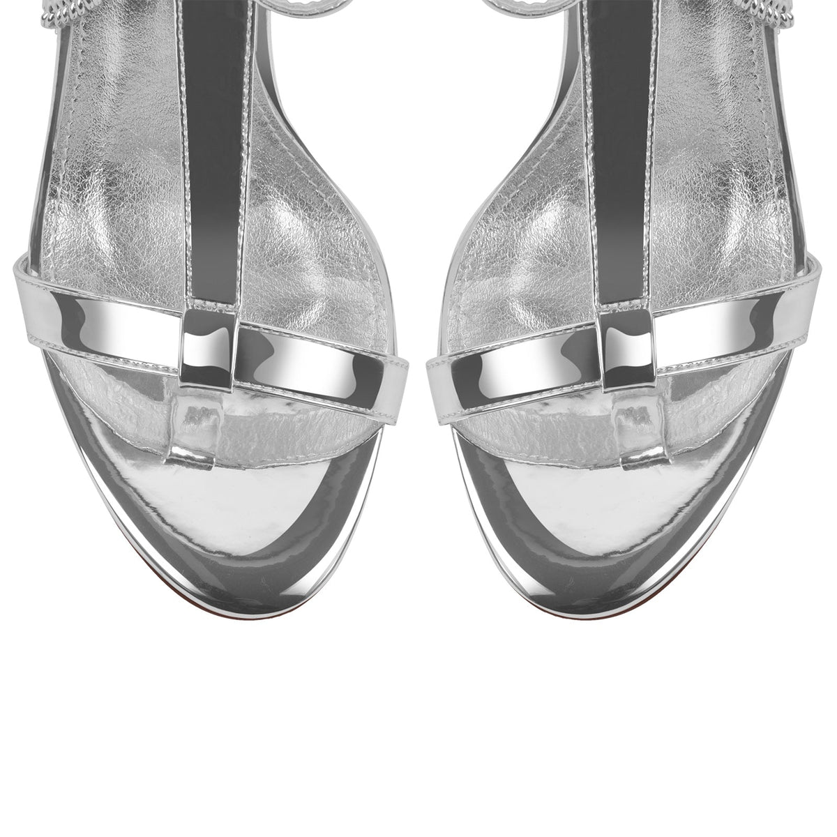 Round Toe Fur Metal Chain Lace-up Sandals - Onlymaker Best Price