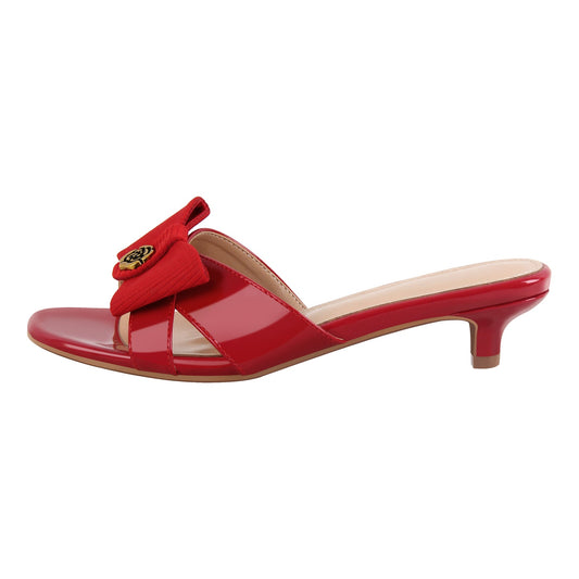 Round Toe Bow Kitten Heel Sandals Mules - Onlymaker Best Price