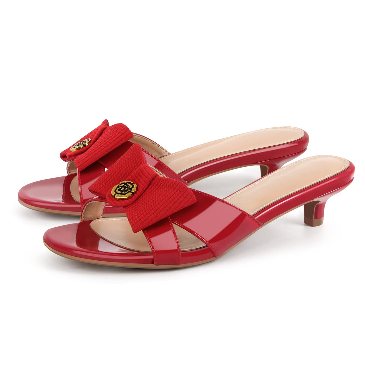 Round Toe Bow Kitten Heel Sandals Mules - Onlymaker Best Price