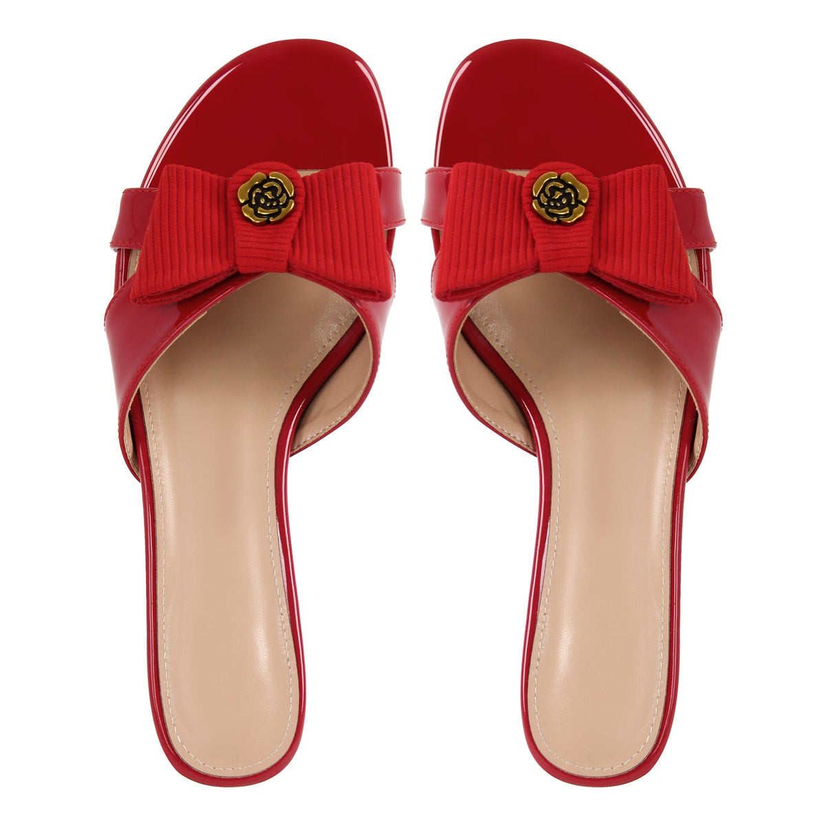 Round Toe Bow Kitten Heel Sandals Mules - Onlymaker Best Price
