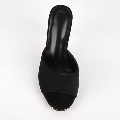 Suede Round Toe Slip On Sandals Mules - Onlymaker Discount