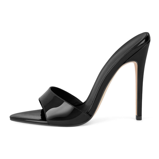 Pointed Toe Patent Leather Sandals Mules - Onlymaker Smart Buy