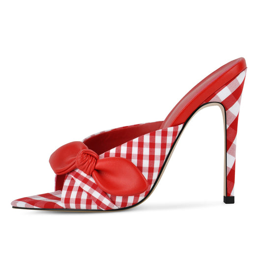 Pointed Toe Bow Stiletto Mules - Onlymaker Signature