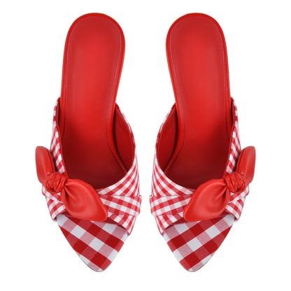 Pointed Toe Bow Stiletto Mules - Onlymaker Signature