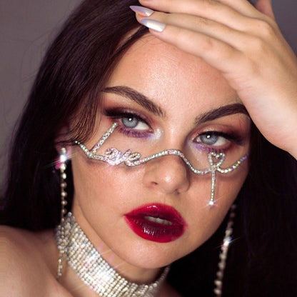 Rhinestone Love Heart Non-Lens Sunglasses - Onlymaker New