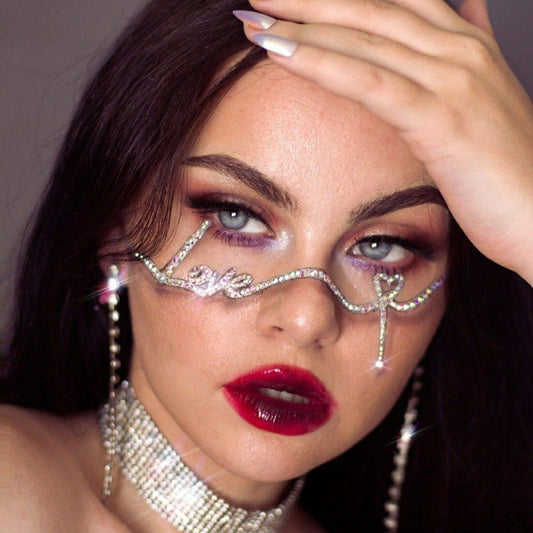 Rhinestone Love Heart Non-Lens Sunglasses - Onlymaker New