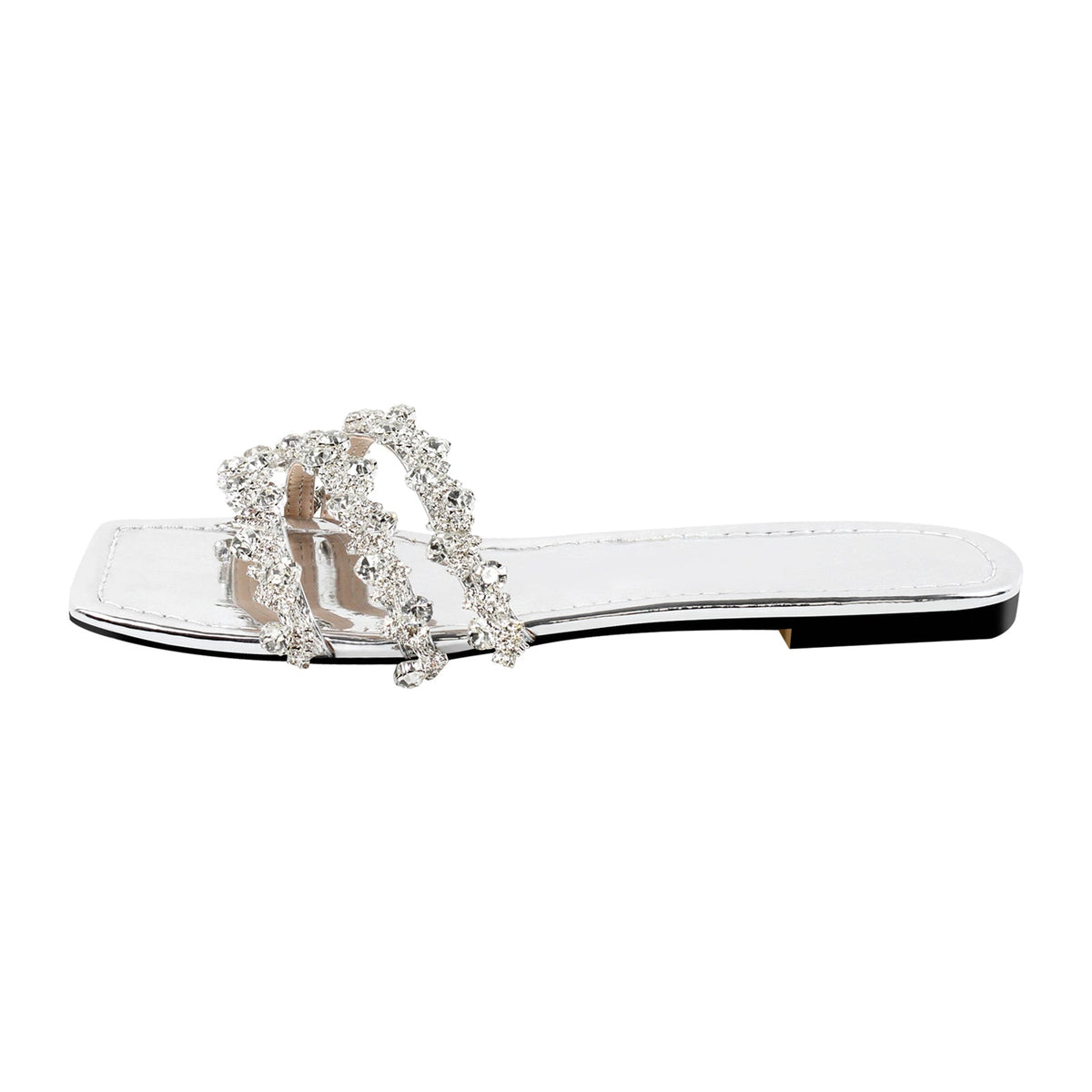 Rhinestone Straps Square Toe Flats - Onlymaker Trusted