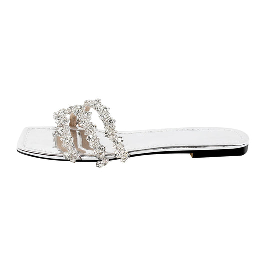 Rhinestone Straps Square Toe Flats - Onlymaker Trusted