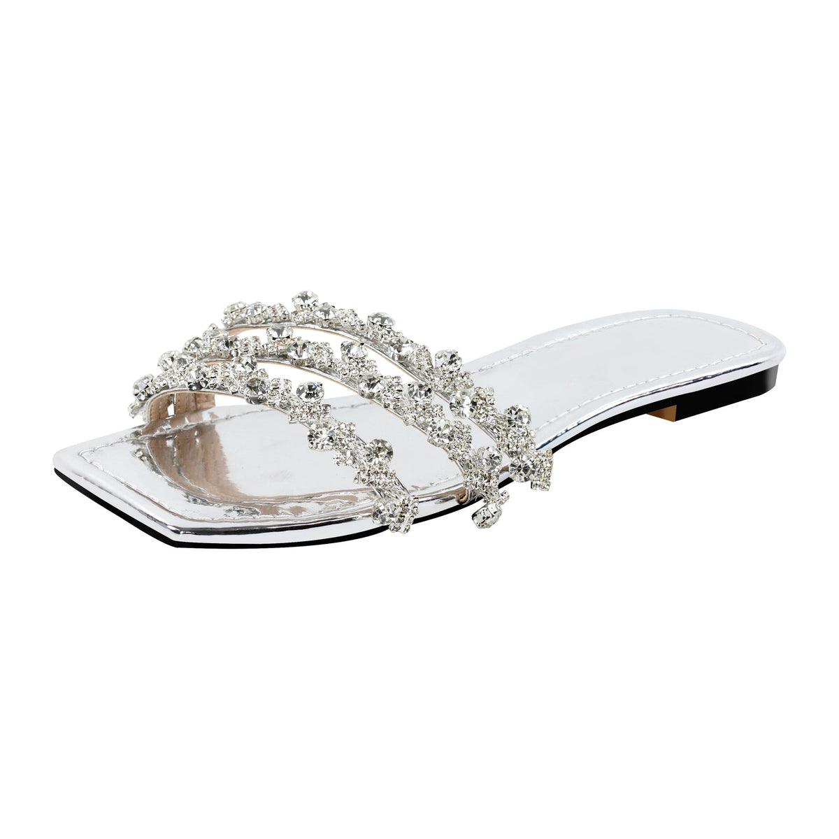 Rhinestone Straps Square Toe Flats - Onlymaker Trusted