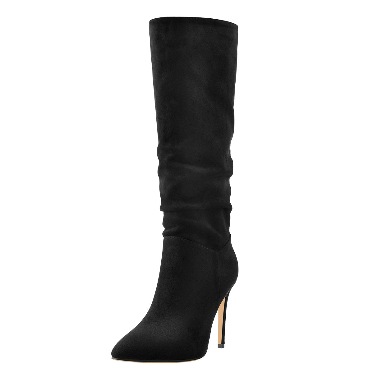 Black Pointed Toe Stiletto Suede Boots - Onlymaker Latest
