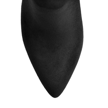 Black Pointed Toe Stiletto Suede Boots - Onlymaker Latest
