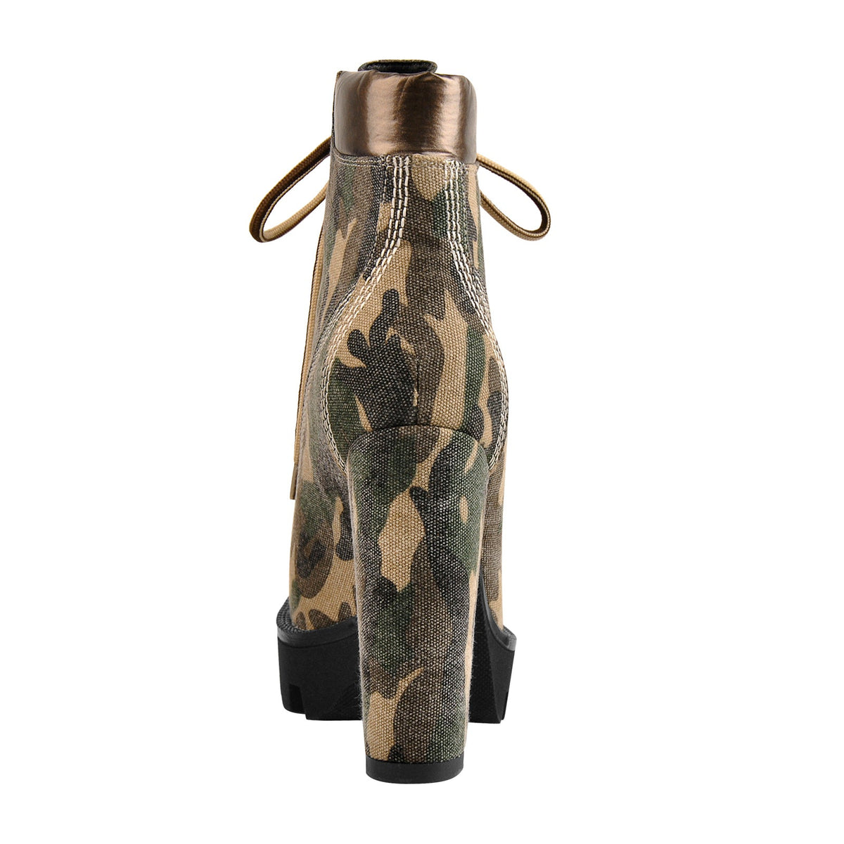 Camouflage Round Toe Platform Chunky Heels Ankle Boots - Onlymaker Deals