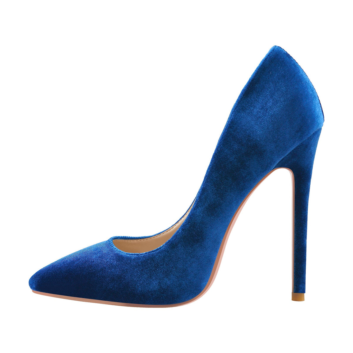 Pointed Toe Stiletto Slip-On Blue Velvet Pumps - Onlymaker Classic
