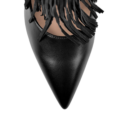 Fringe Pointed Toe Stiletto High Heels Ankle Pumps - Onlymaker Deals