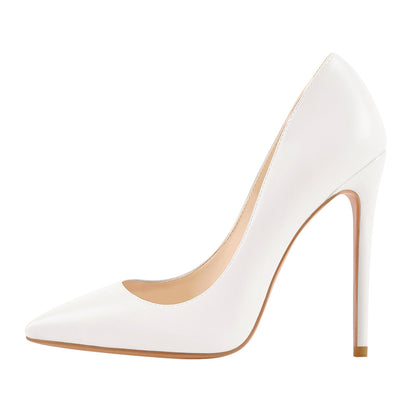 Matte White Pointed Toe Stiletto Pumps - Onlymaker Special Offer