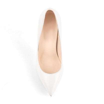 Matte White Pointed Toe Stiletto Pumps - Onlymaker Special Offer